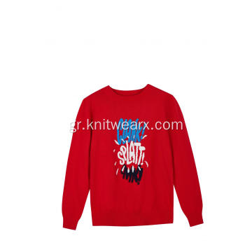Boy&#39;s Knitted Graffiti Letters Jacquard Crew-neck Pullover